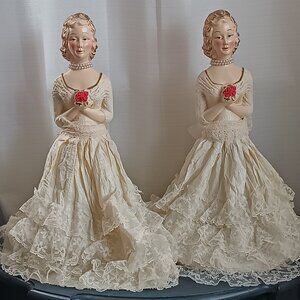 Set 2 Pc Vintage Chelkware Lady Lamp